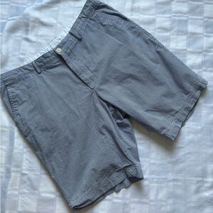 Hugo Boss White & Blue Checkered Flat Front Shorts